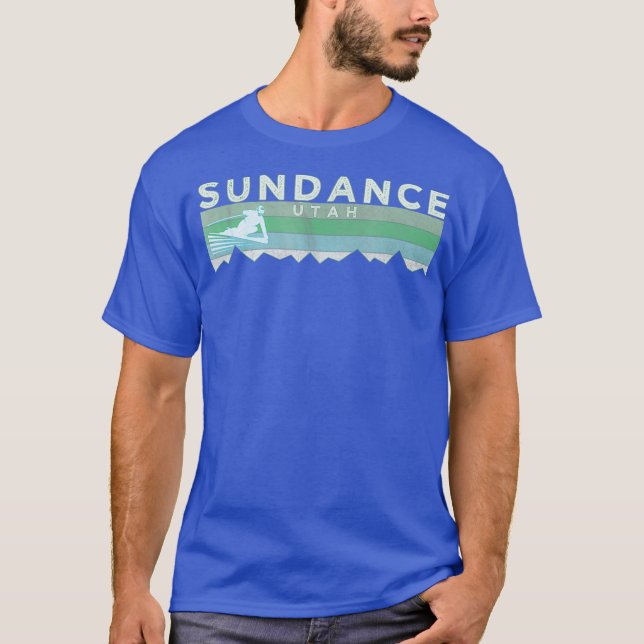 Retro Sundance UT Distressed Skiing T-Shirt (Front)