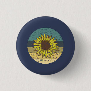 Retro Sunflower  3 Cm Round Badge