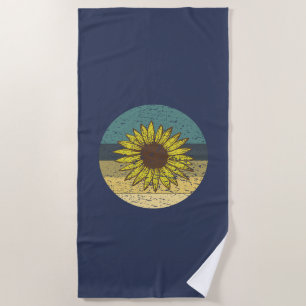 Retro Sunflower  Beach Towel