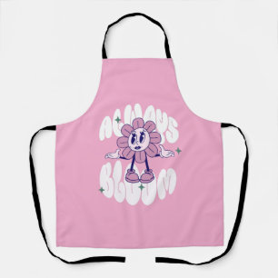 Retro Sunflower Cartoon Quote Pink Apron