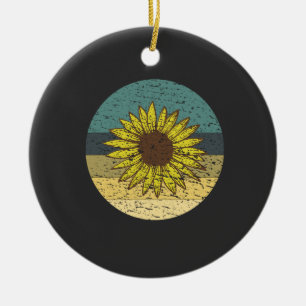 Retro Sunflower  Ceramic Tree Decoration