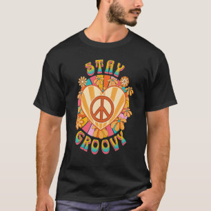 Retro Sunflower Hippie Stay Groovy Positive Mind H T-Shirt