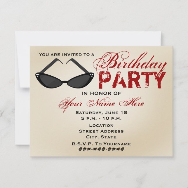 Retro Sunglasses Birthday Party Invitation (Front)