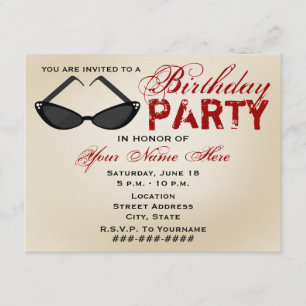 Retro Sunglasses Birthday Party Invitation