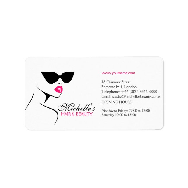 Retro sunglasses hair and beauty make up branding label (Front)