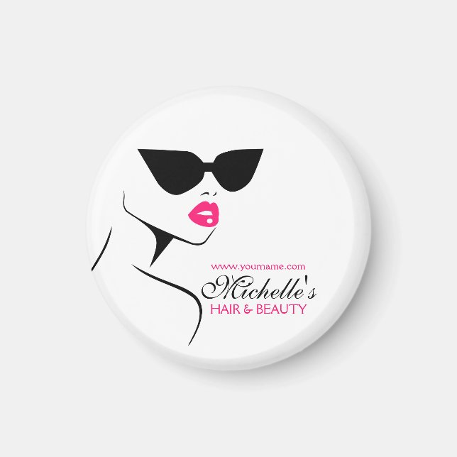 Retro sunglasses hair and beauty make up branding magnet (Front)