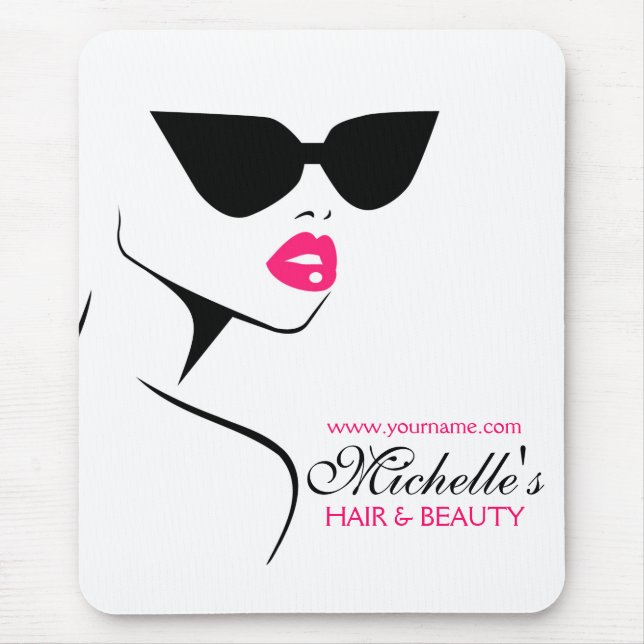 Retro sunglasses hair and beauty make up branding mouse pad (Front)