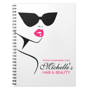 Retro sunglasses hair and beauty make up branding spiral notebook
