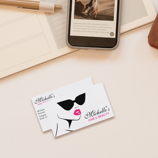 Retro sunglasses hair and beauty make up business card (Creator Uploaded)