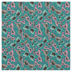 Retro Sunglasses Turquoise Pattern Fabric
