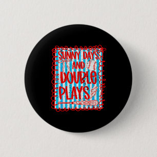 Retro sunny baseball double plays women girl sport 6 cm round badge