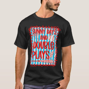 Retro sunny baseball double plays women girl sport T-Shirt