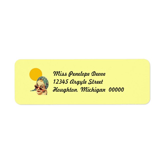 Retro Sunny Day @ The Beach Return Address Labels (Front)