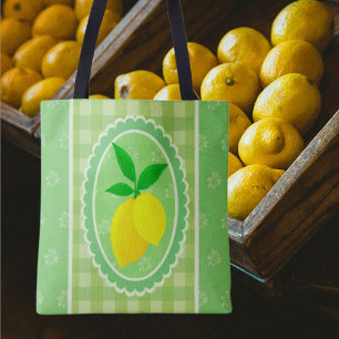 Retro Sunny Lemon Yellow Spring Green Tote Bag