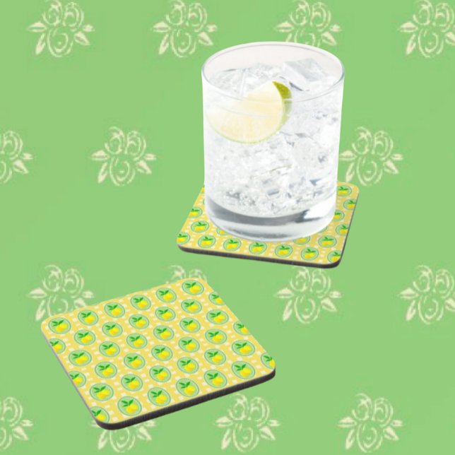 Retro Sunny Lemon Yellow White Check  Tile (Sunny lemony coasters perfect for summer entertaining!)