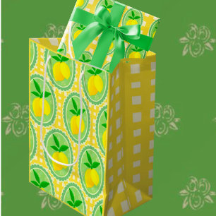 Retro Sunny Yellow Lemons Wine Gift Bag