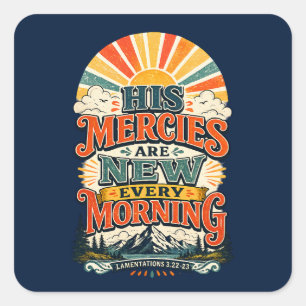 Retro Sunrise Christian Faith Scripture Decal Square Sticker