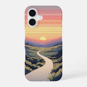 Retro Sunrise Path iPhone 16 Case