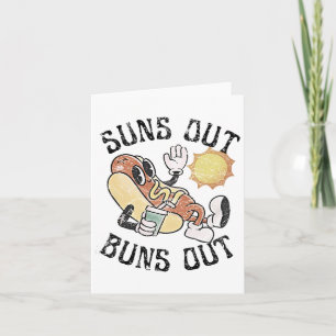 Retro Suns Out Buns Out Cute Hot Dog Bbq Fourth Of Card