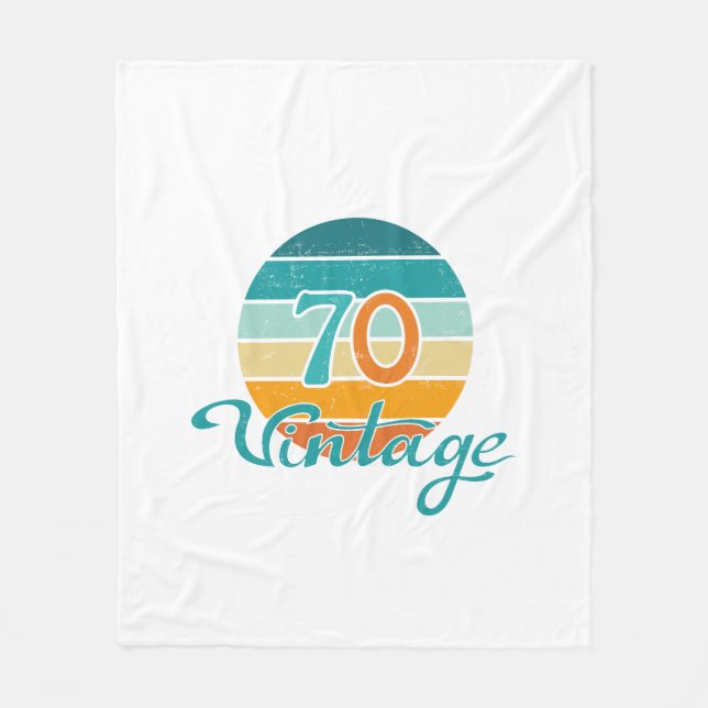 Retro Sunset 70 Vintage Distressed Fleece Blanket (Front)