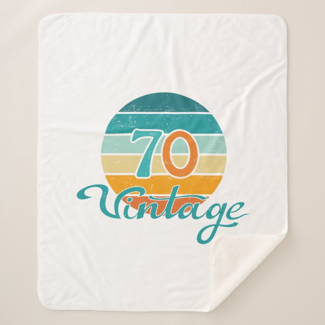 Retro Sunset 70 Vintage Distressed Sherpa Blanket (Front)