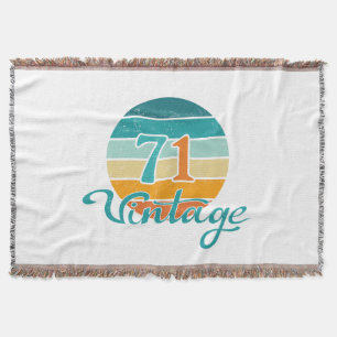 Retro Sunset 71 Vintage Distressed Throw Blanket