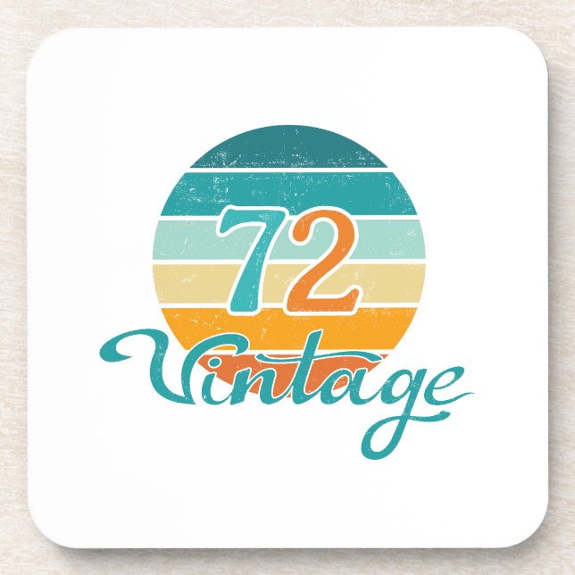 Retro Sunset 72 Vintage Distressed Coaster (Front)