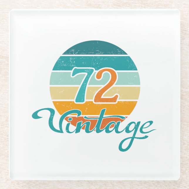 Retro Sunset 72 Vintage Distressed Glass Coaster (Front)