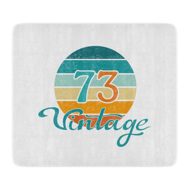 Retro Sunset 73 Vintage Distressed Cutting Board (Front)