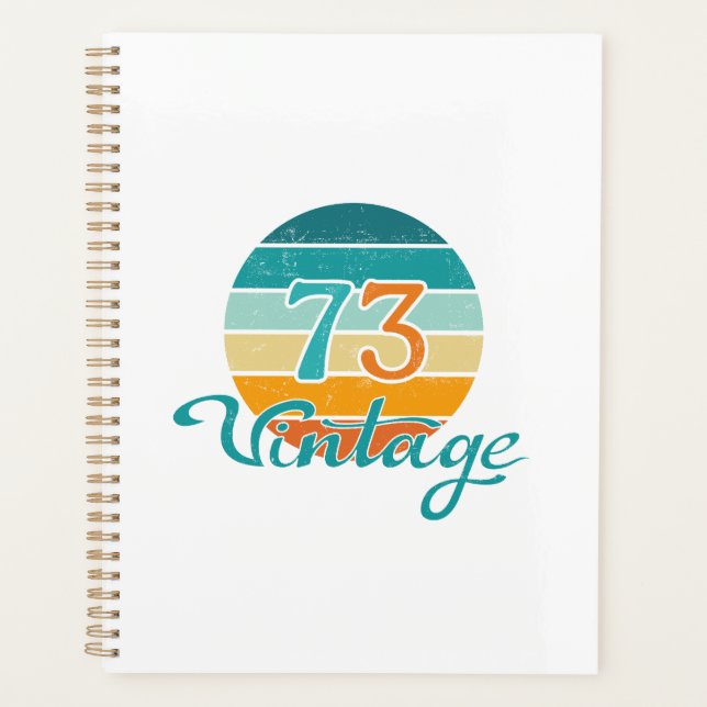 Retro Sunset 73 Vintage Distressed Planner (Front)