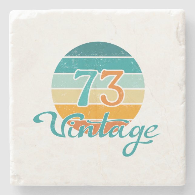 Retro Sunset 73 Vintage Distressed Stone Coaster (Front)