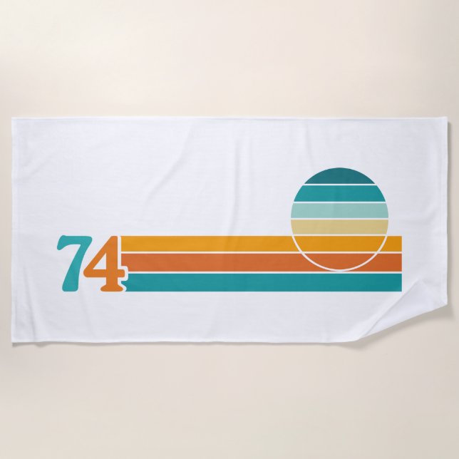 Retro Sunset 74 Beach Towel (Front)