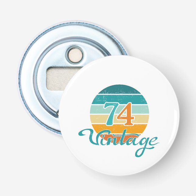 Retro Sunset 74 Vintage Distressed Bottle Opener (Front)