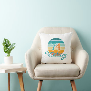 Retro Sunset 74 Vintage Distressed Cushion