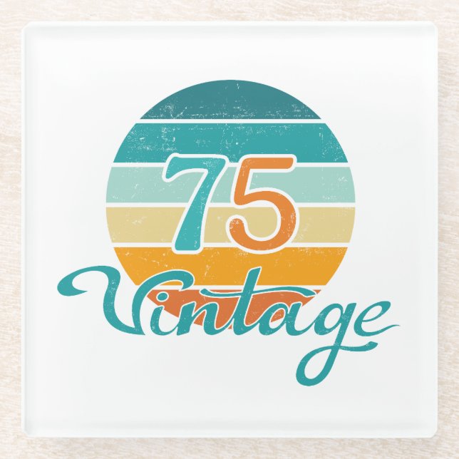 Retro Sunset 75 Vintage Distressed Glass Coaster (Front)