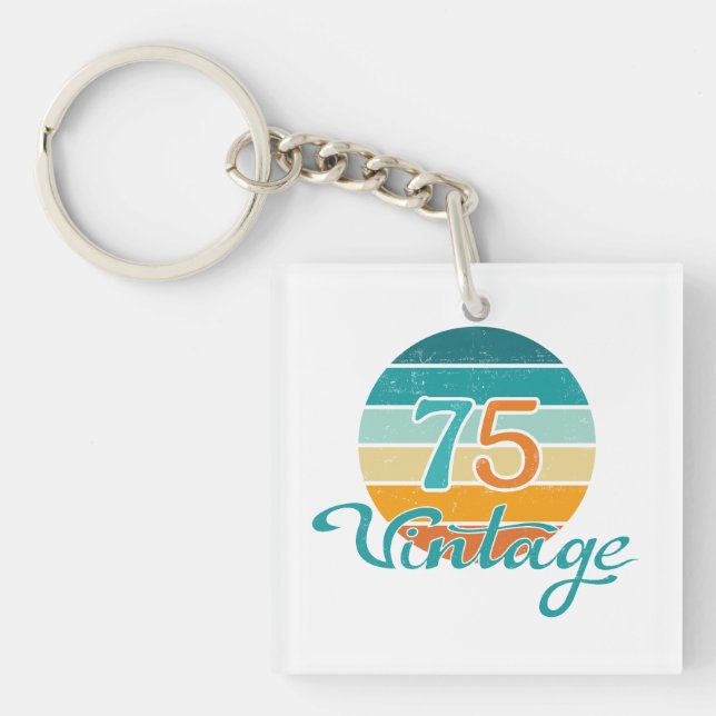 Retro Sunset 75 Vintage Distressed Key Ring (Front)
