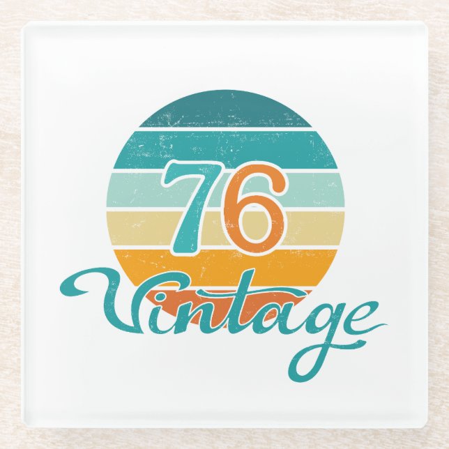 Retro Sunset 76 Vintage Distressed Glass Coaster (Front)