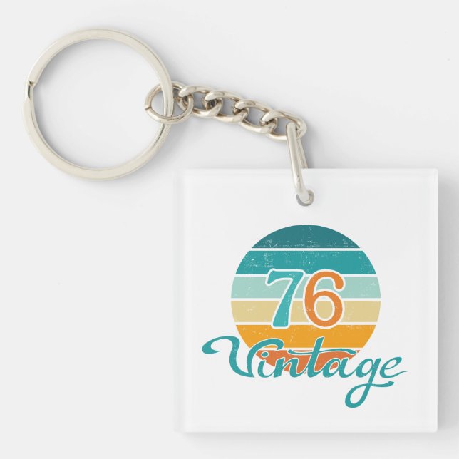 Retro Sunset 76 Vintage Distressed Key Ring (Front)