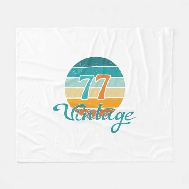 Retro Sunset 77 Vintage Distressed Fleece Blanket (Front (Horizontal))