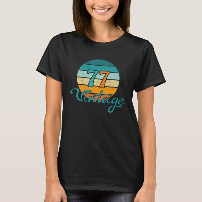 Retro Sunset 77 Vintage Distressed T-Shirt (Front)