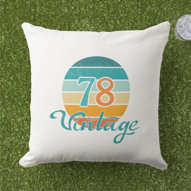 Retro Sunset 78 Vintage Distressed Cushion (Grass)