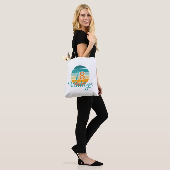 Retro Sunset 78 Vintage Distressed Tote Bag (On Model)