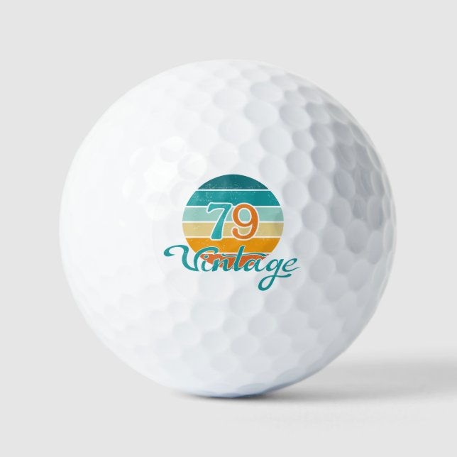 Retro Sunset 79 Vintage Distressed Golf Balls (Front)