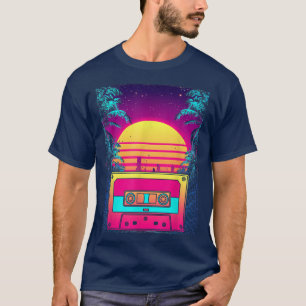 Retro Sunset 80s Art Cassette Synthwave Vaporwave  T-Shirt
