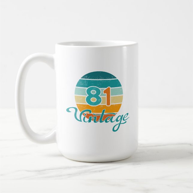 Retro Sunset 81 Vintage Distressed Coffee Mug (Left)