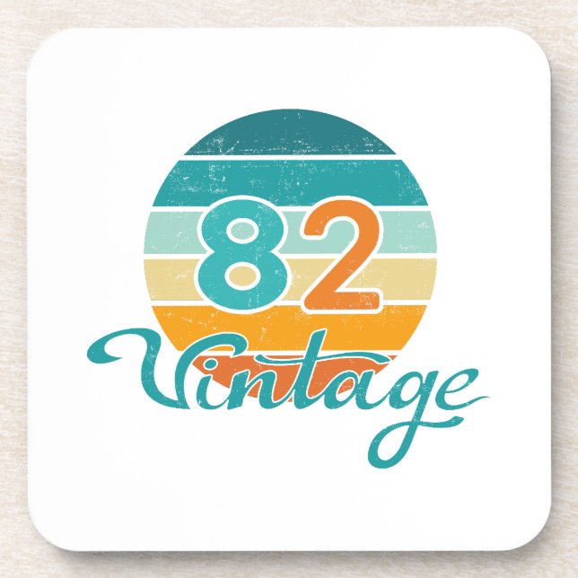 Retro Sunset 82 Vintage Distressed Coaster (Front)