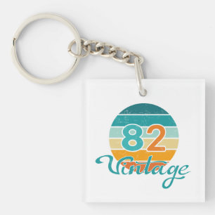 Retro Sunset 82 Vintage Distressed Key Ring