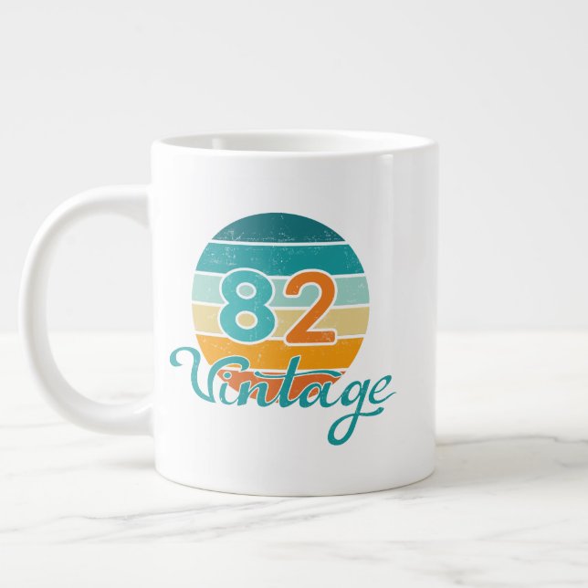 Retro Sunset 82 Vintage Distressed Large Coffee Mug (Left)