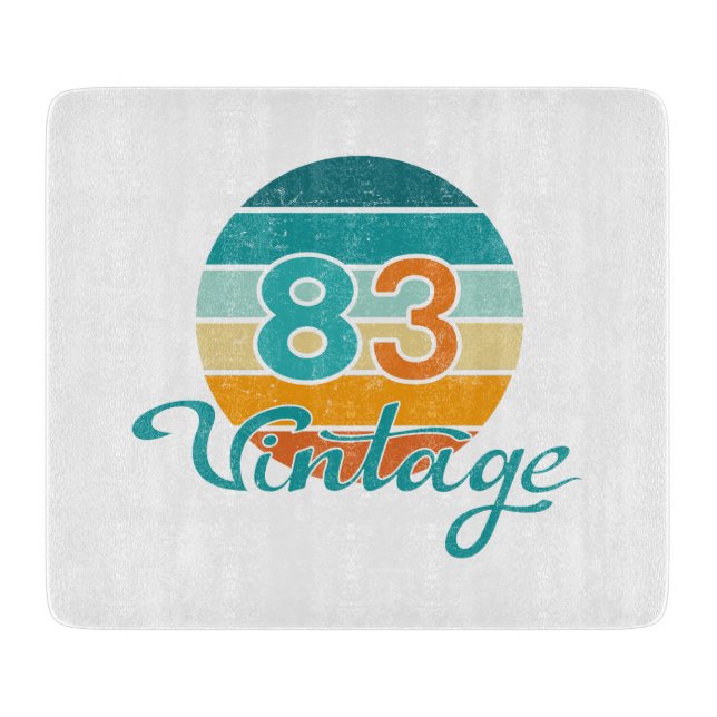 Retro Sunset 83 Vintage Distressed Cutting Board (Front)