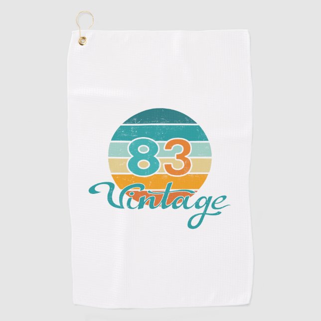 Retro Sunset 83 Vintage Distressed Golf Towel (Front)